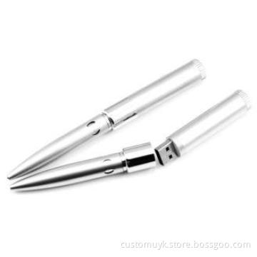 Portable Metallic Pen USB Flash Drive / Personalized Pen Dr